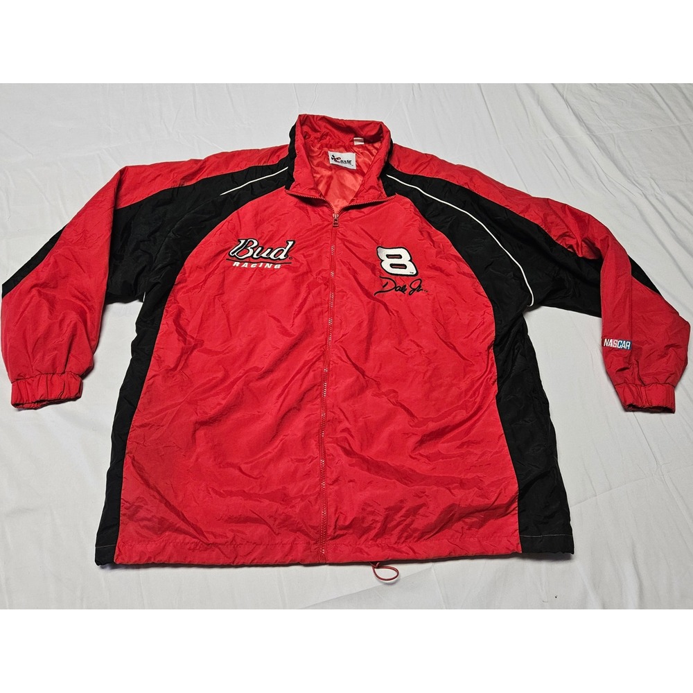 Chase Authentics Dale Jr Bud Racing Jacket Mens Large Red Vintage Y2K Racing